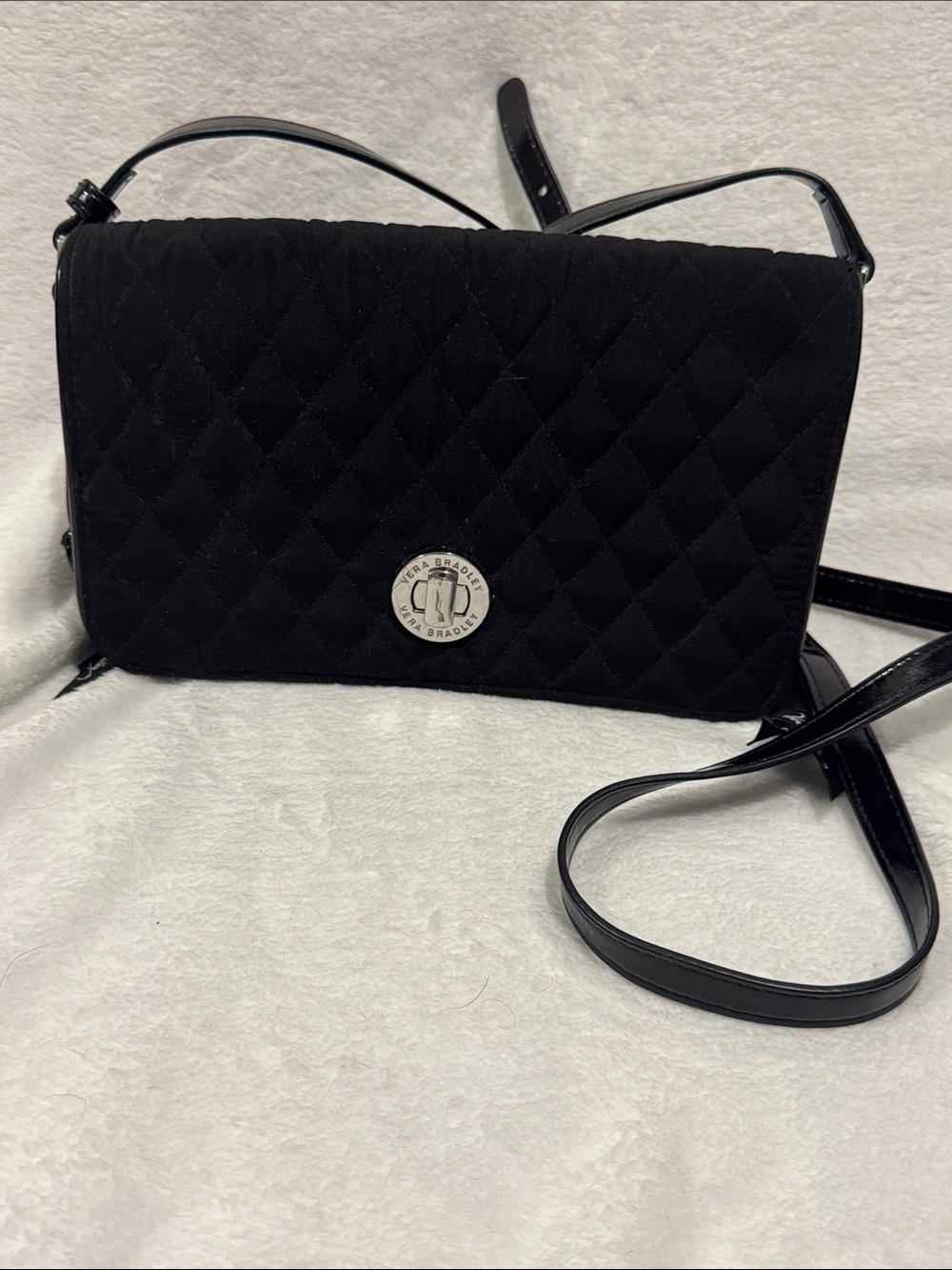 Vera Bradley Quilted Black Turn-Lock Crossbody